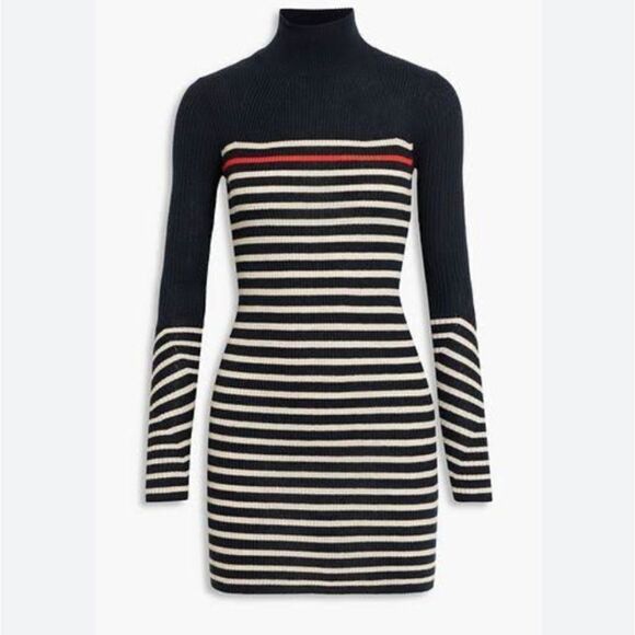 Rag & Bone Kate Stripe Turtleneck Sweater Dress - Picture 1 of 9